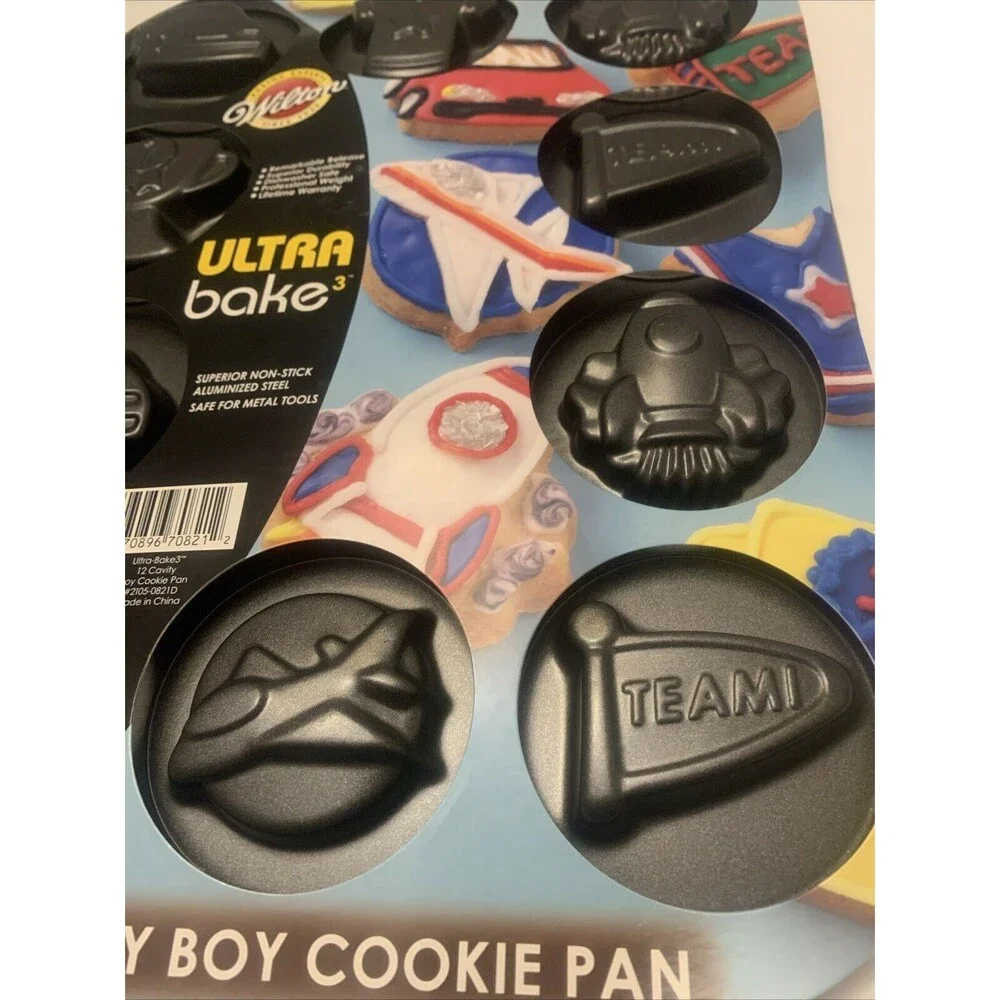 Wilton 12 Cavity Boy Theme Cookie Pan Mold Non-Stick - Brand New